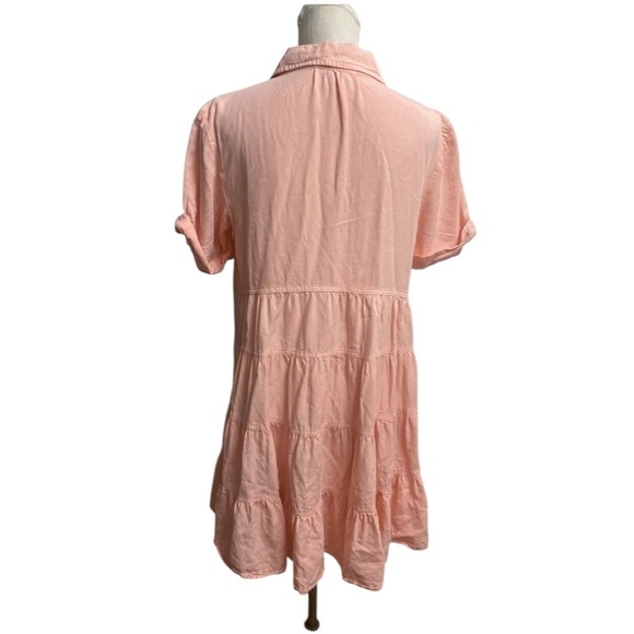 Anthropologie Pilcro Suzanne Tiered Shirt Dress Button Front Pink Size XS - Picture 5 of 9